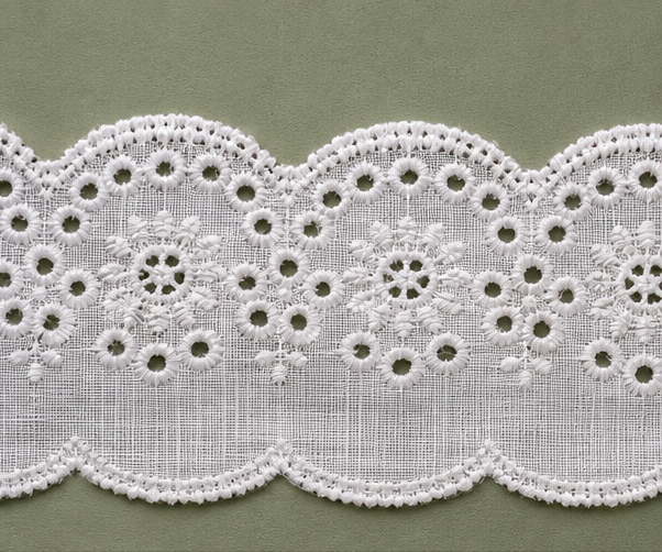 White 40mm Broderie Anglaise lace detail