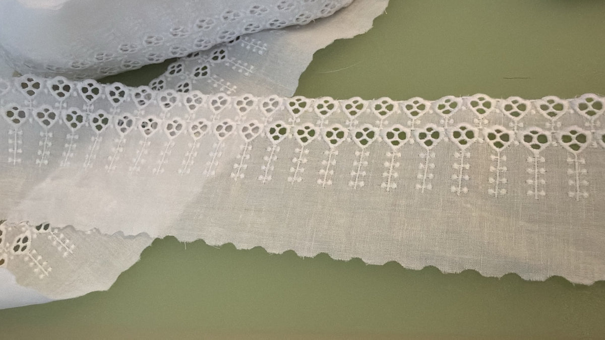 Broderie Anglaise Lace – White | 3 Inch Wide — supporting merchandising close-up, same product, inspiration only
