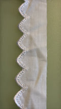White Broderie Anglaise lace, 60mm wide with scalloped edge