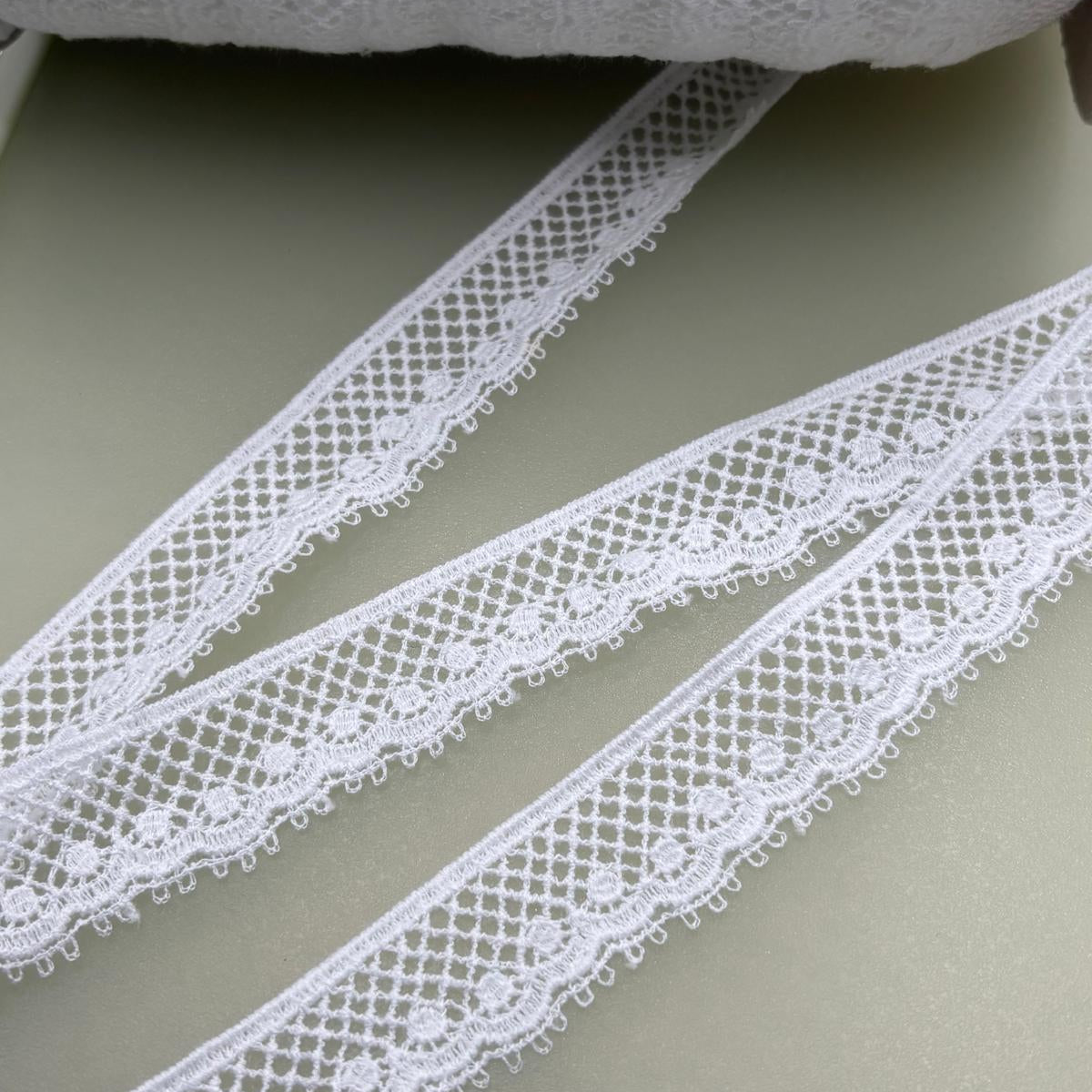 White Cotton Couture Lace | 25mm Approx. — supporting merchandising close-up, same product, inspiration only