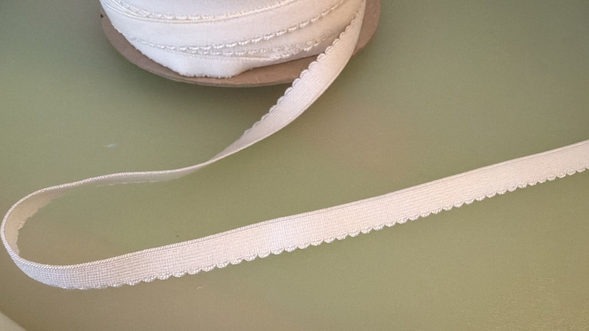 White picot edge lingerie elastic, 10mm wide