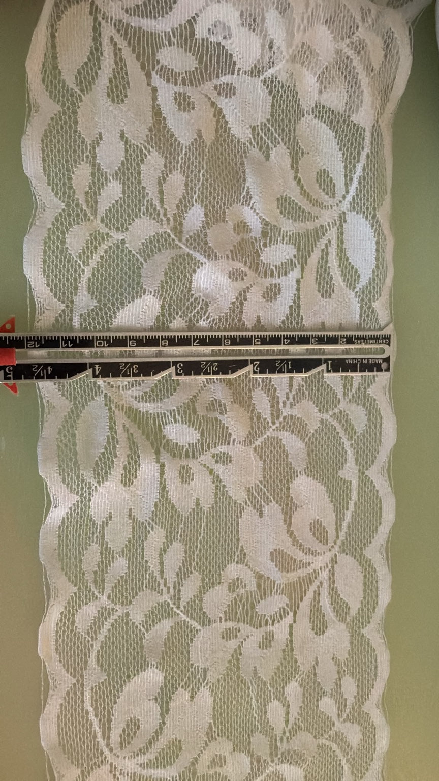 White stretch lace, 120mm wide